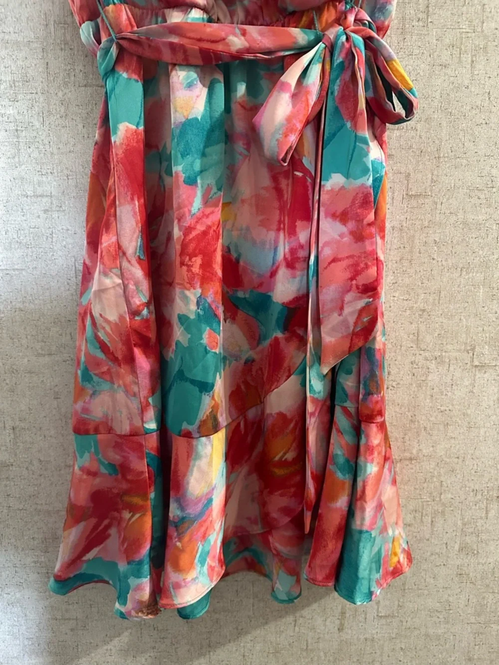 Nicole Miller lightweight faux wrap medium color slash dress - Picture 4 of 8